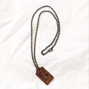 I AM loved leather pendant necklace